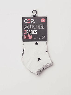 Calcetín Tripack Corto Niña Negro Familyshop