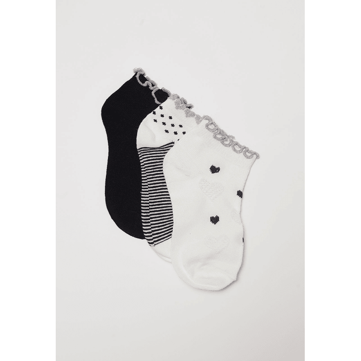 Calcetín Tripack Corto Niña Negro Familyshop 1