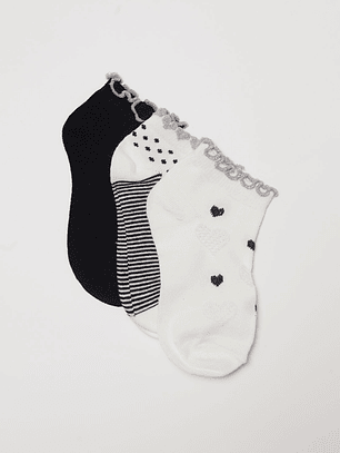 Calcetín Tripack Corto Niña Negro Familyshop