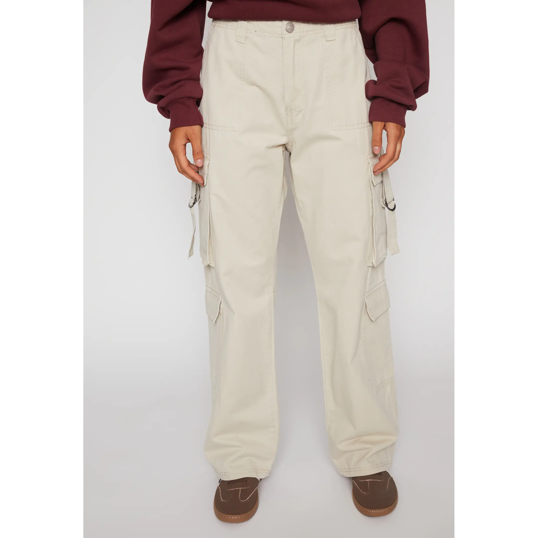 Pantalón Wide Leg Cargo Mujer Beige Familyshop 1