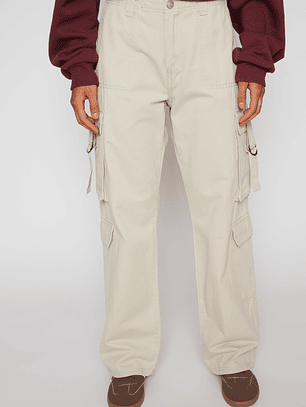 Pantalón Wide Leg Cargo Mujer Beige Familyshop