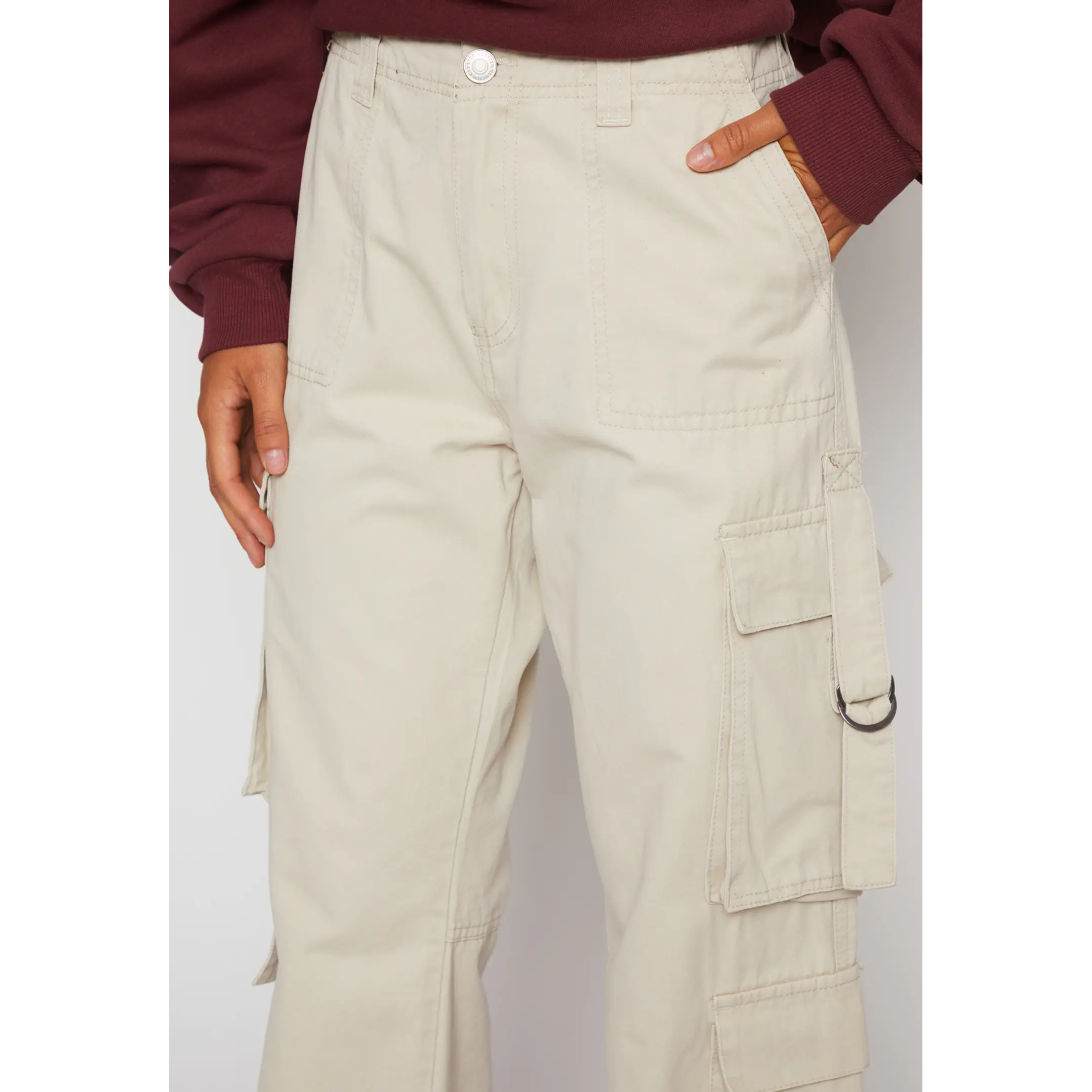 Pantalón Wide Leg Cargo Mujer Beige Familyshop 4