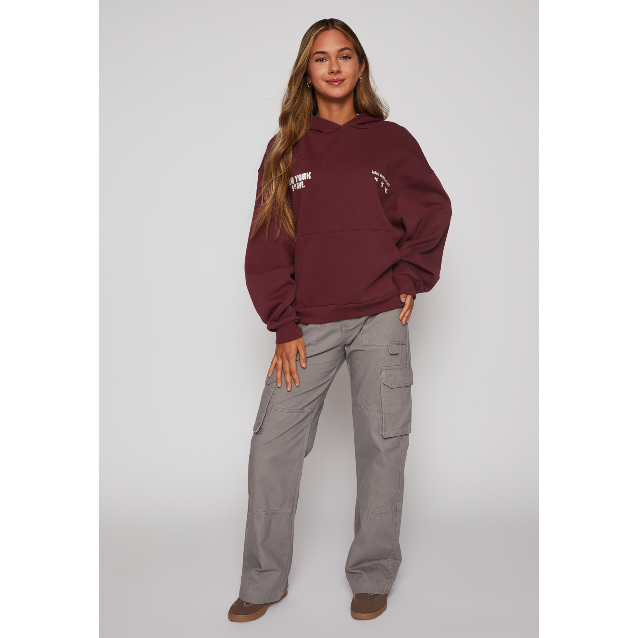 Polerón New York Mujer Burdeo Familyshop 3