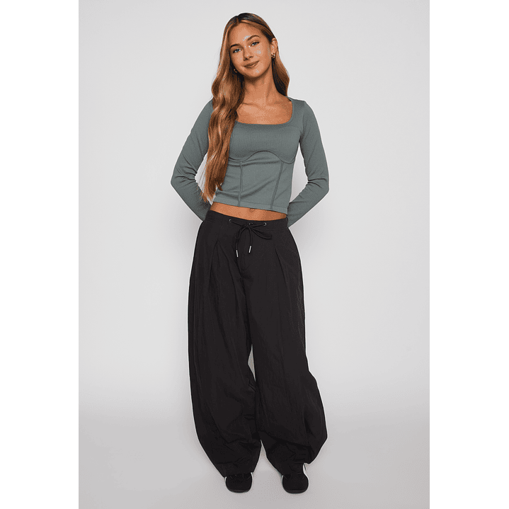 Pantalón Parachute Mujer Negro Familyshop 2