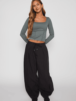 Pantalón Parachute Mujer Negro Familyshop