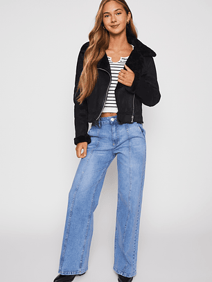 Chaqueta Aviadora Mujer Negro Familyshop