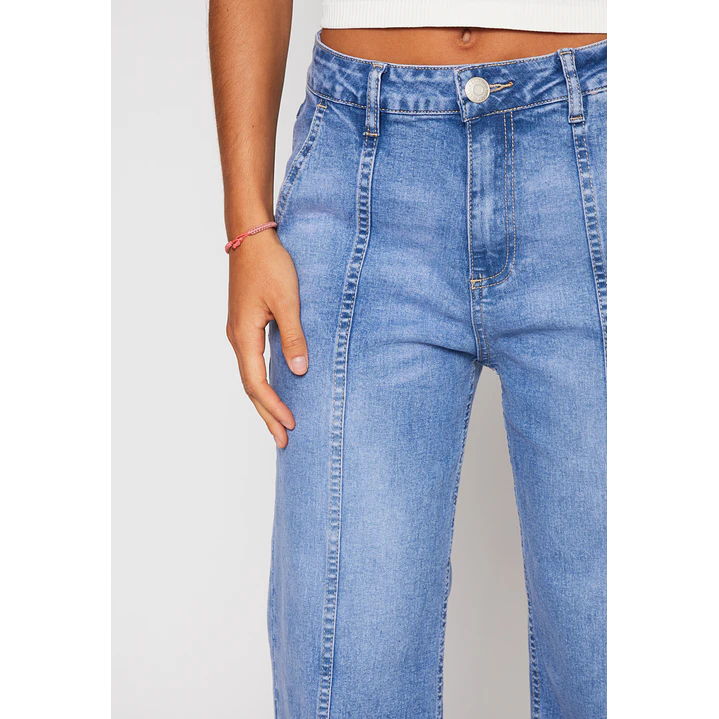 Jeans Wide Leg Costura Mujer Azul Familyshop 4