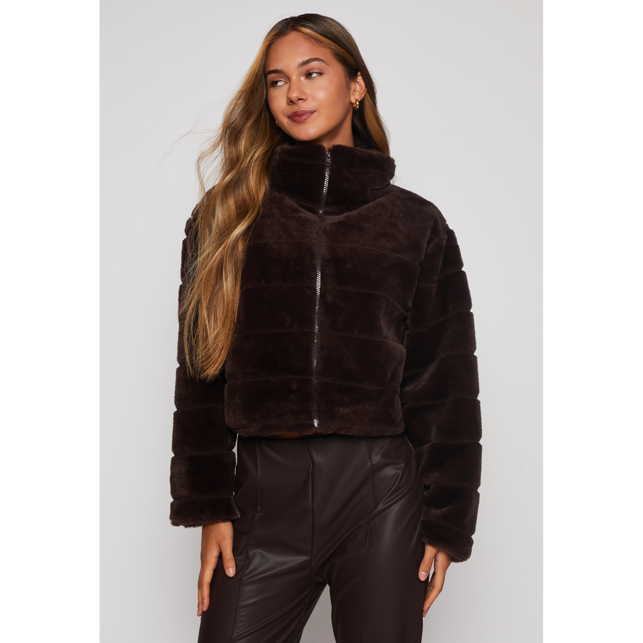 Chaqueta Franjas Mujer Café Familyshop 1