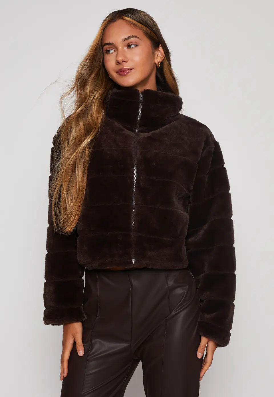 Chaqueta Franjas Mujer Café Familyshop 1