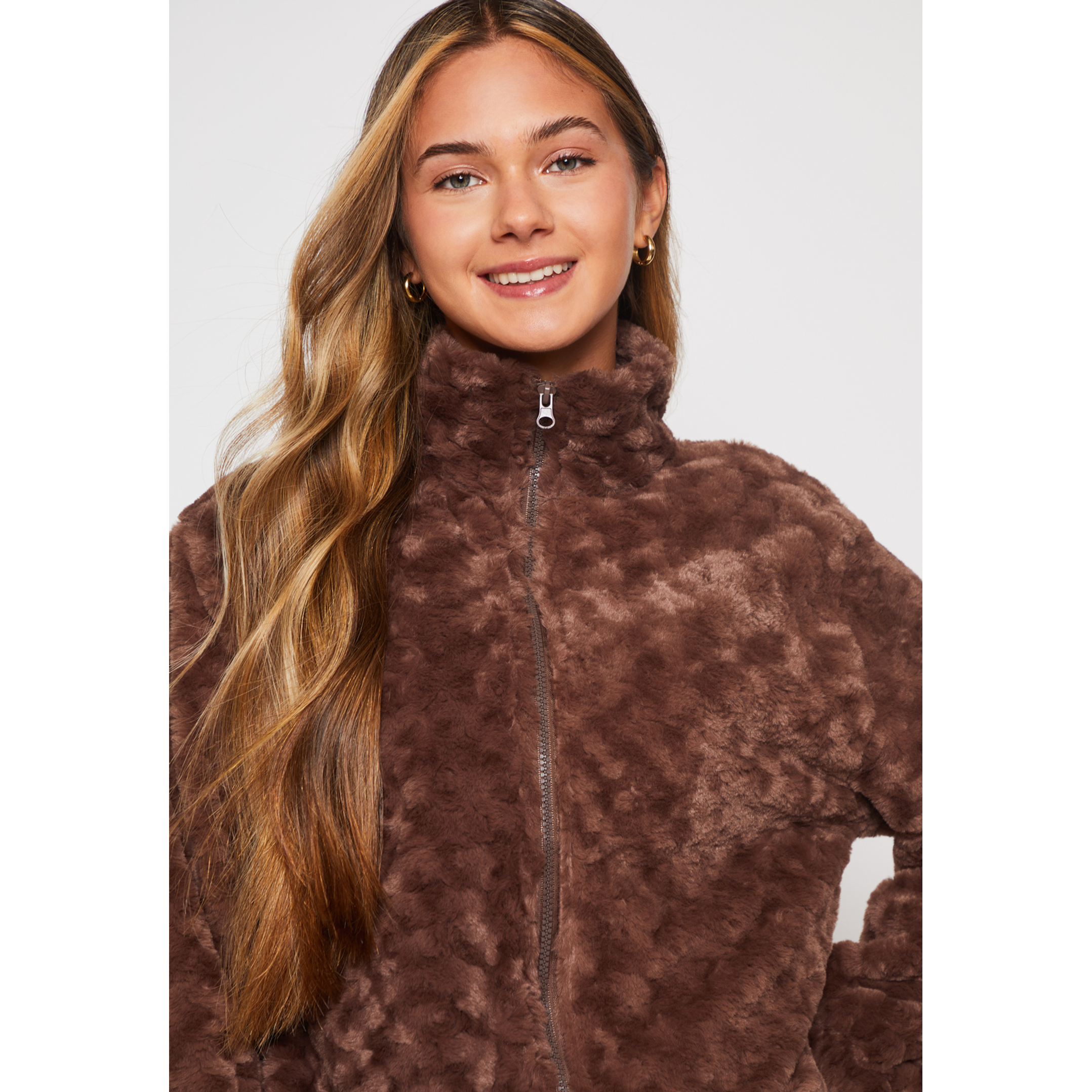 Polar Peludo Motas Grande Mujer Café Familyshop 3