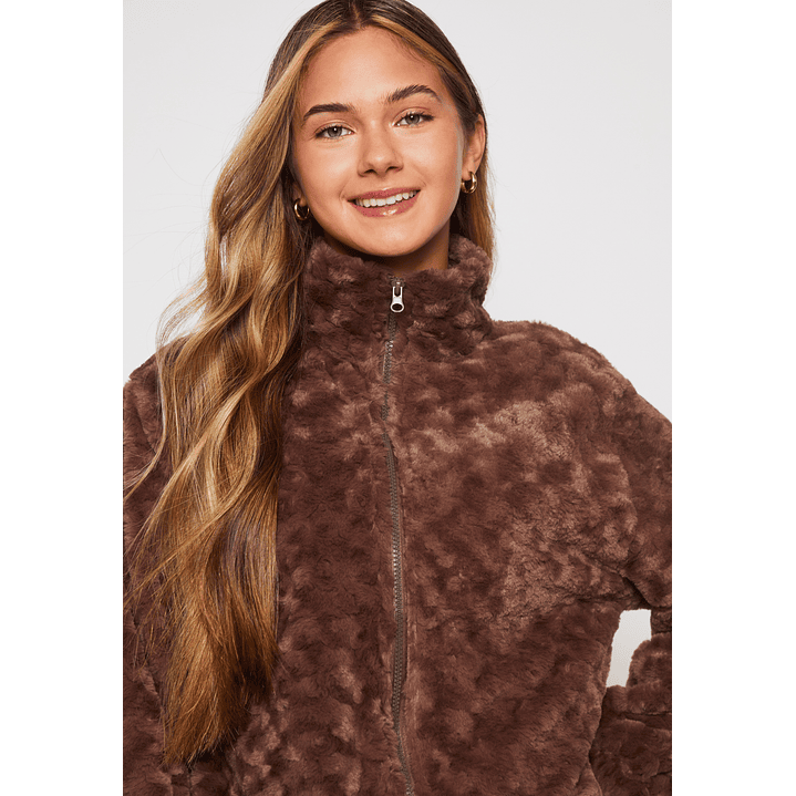 Polar Peludo Motas Grande Mujer Café Familyshop 3