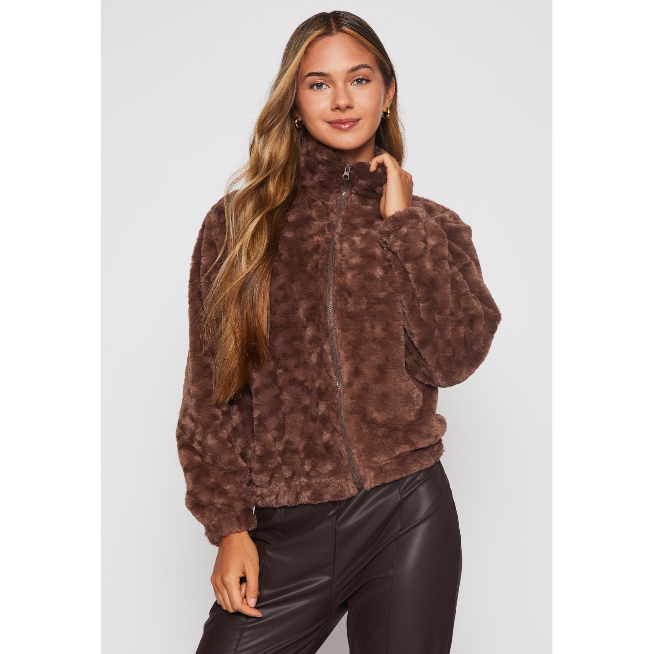 Polar Peludo Motas Grande Mujer Café Familyshop 1