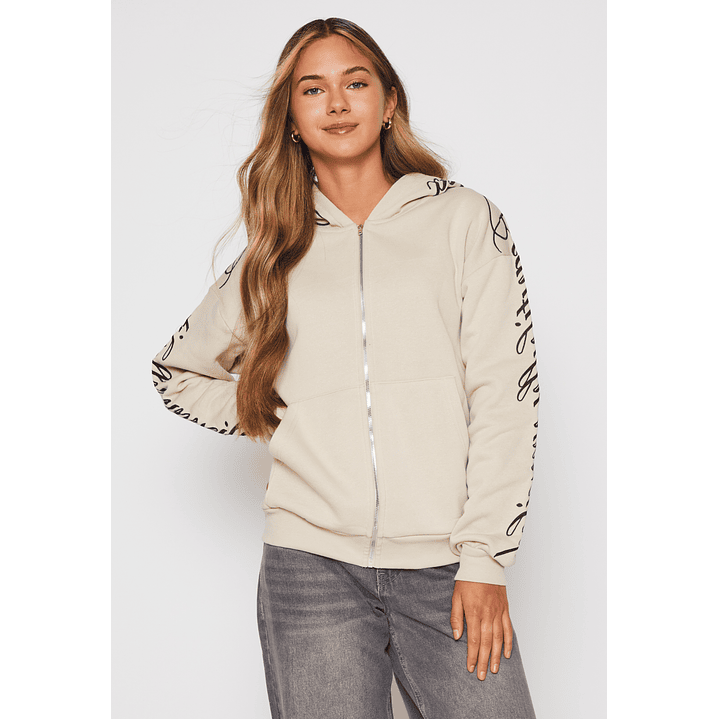 Polerón Bordado Letras Mujer Beige Familyshop 1