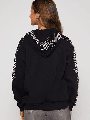 Polerón Bordado Cierre Mujer Negro Familyshop