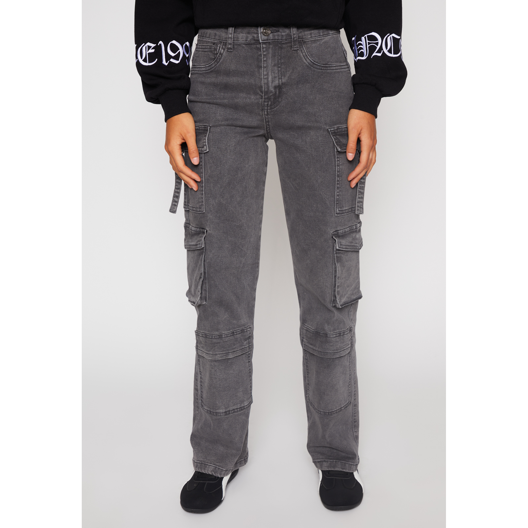 Jeans Wide Leg Cargo Mujer Gris Familyshop 1