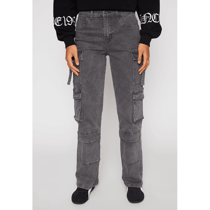 Jeans Wide Leg Cargo Mujer Gris Familyshop 1