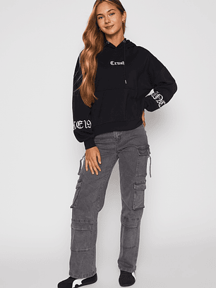 Jeans Wide Leg Cargo Mujer Gris Familyshop