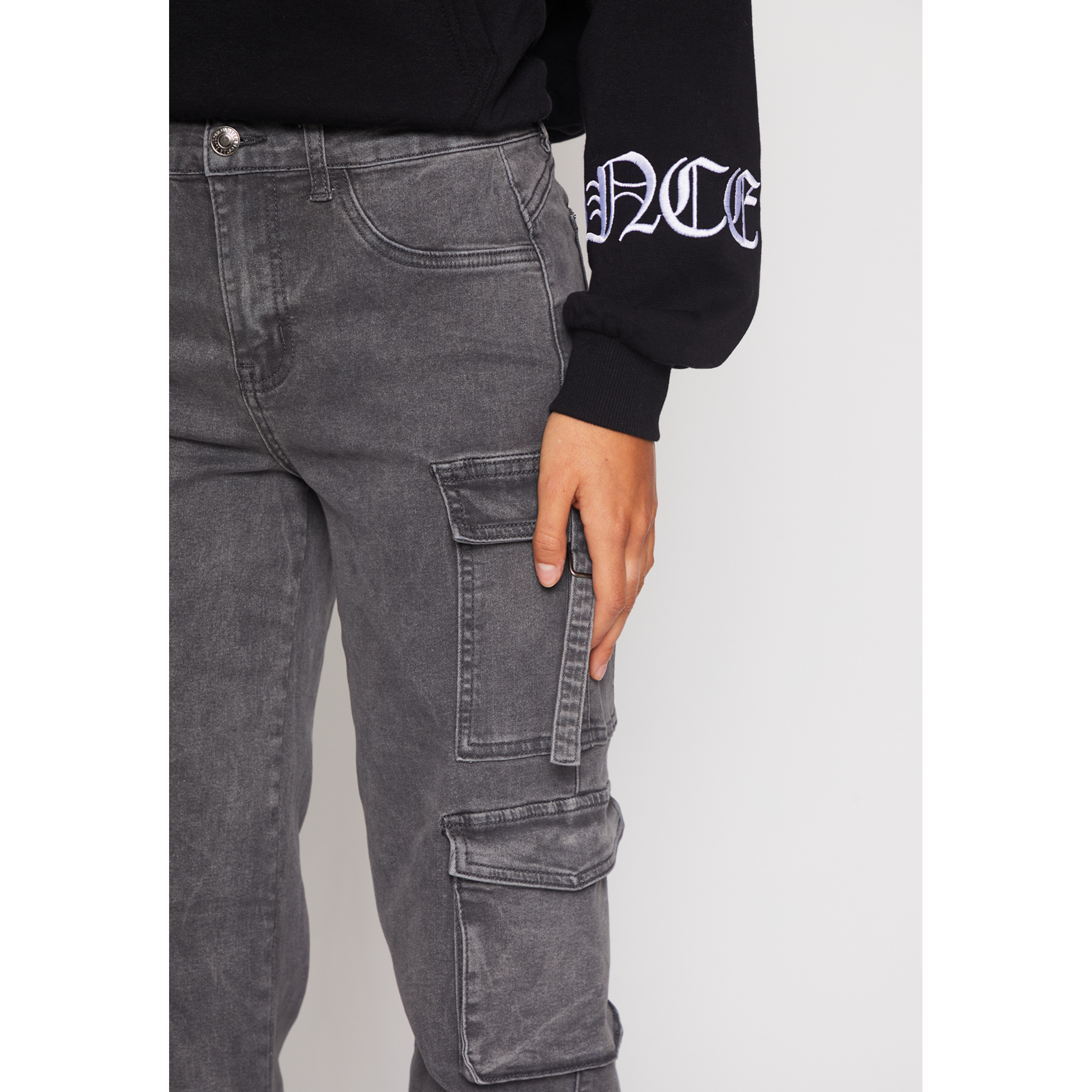 Jeans Wide Leg Cargo Mujer Gris Familyshop 3