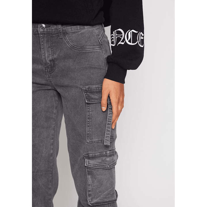 Jeans Wide Leg Cargo Mujer Gris Familyshop 3