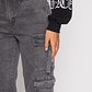 Jeans Wide Leg Cargo Mujer Gris Familyshop - Miniatura 3