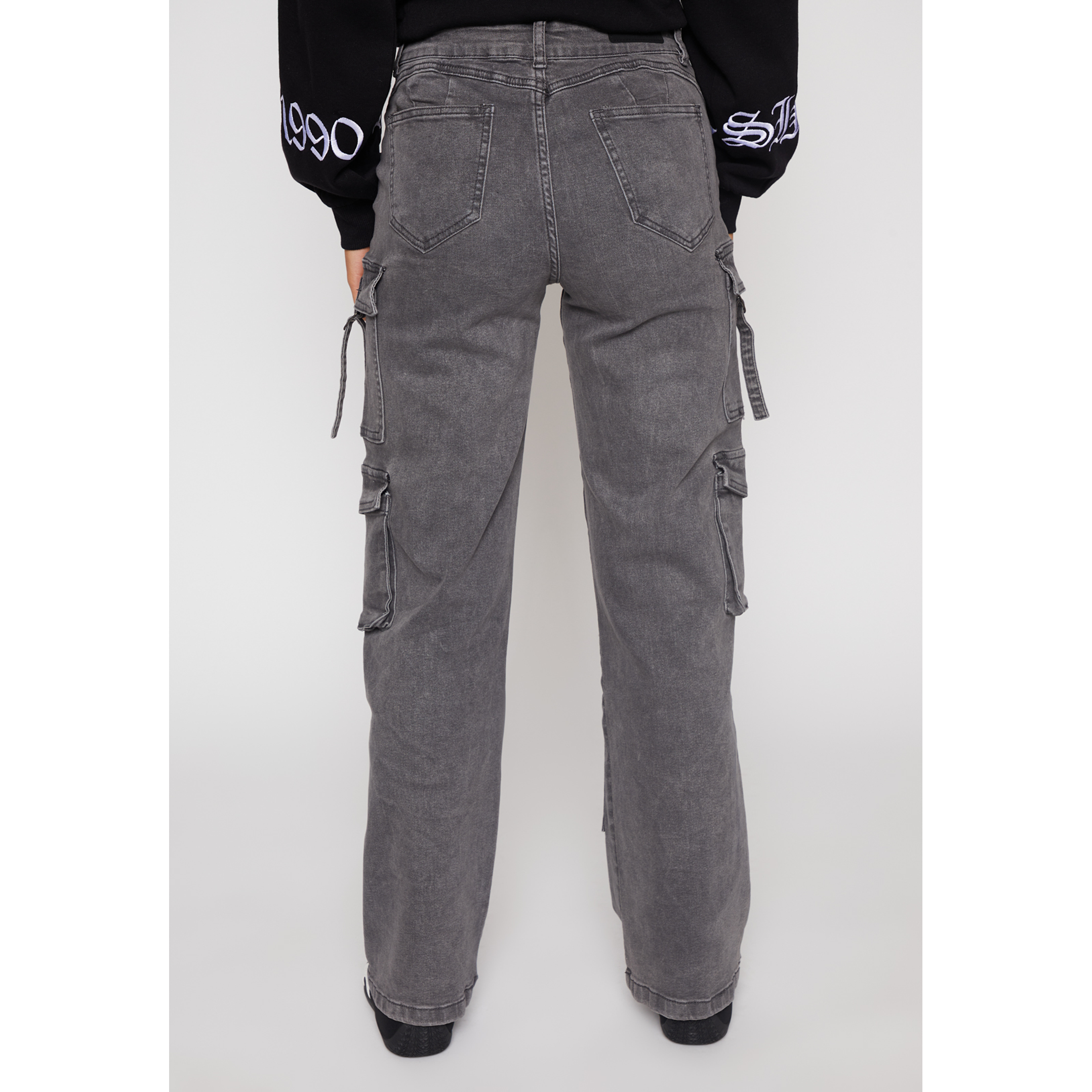 Jeans Wide Leg Cargo Mujer Gris Familyshop 4