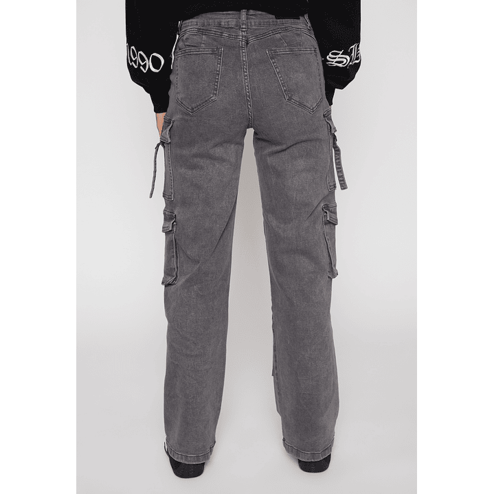Jeans Wide Leg Cargo Mujer Gris Familyshop 4