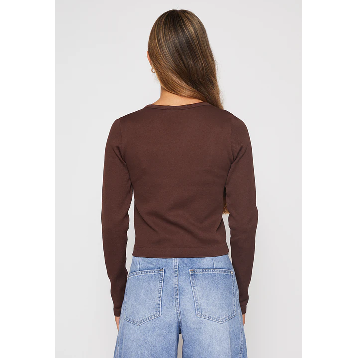 Polera Seamless Crop Mujer Café Familyshop 3