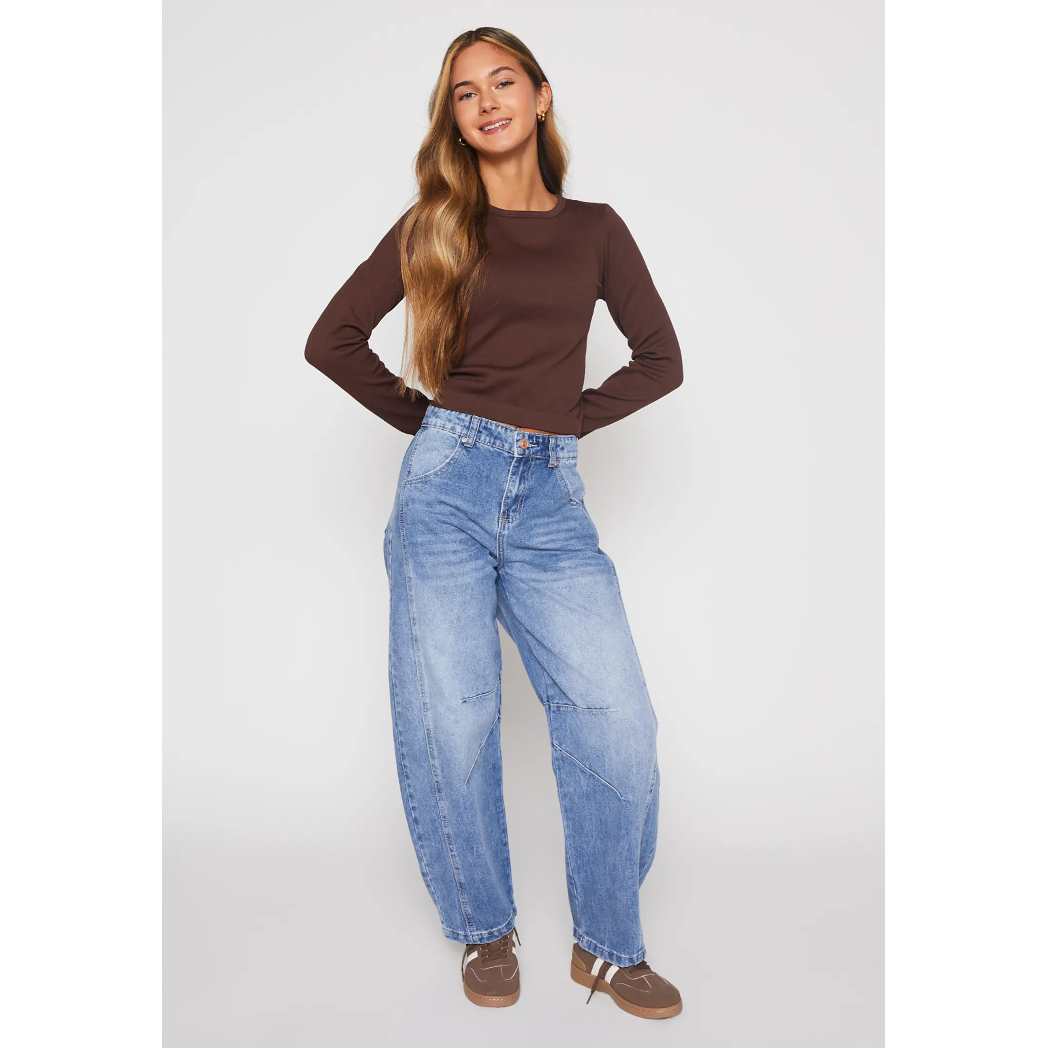 Polera Seamless Crop Mujer Café Familyshop 1