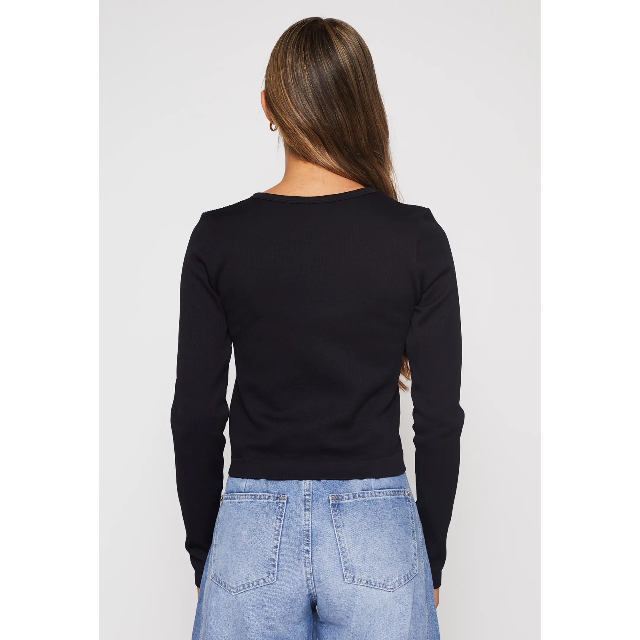 Polera Seamless Crop Mujer Negro Familyshop 4