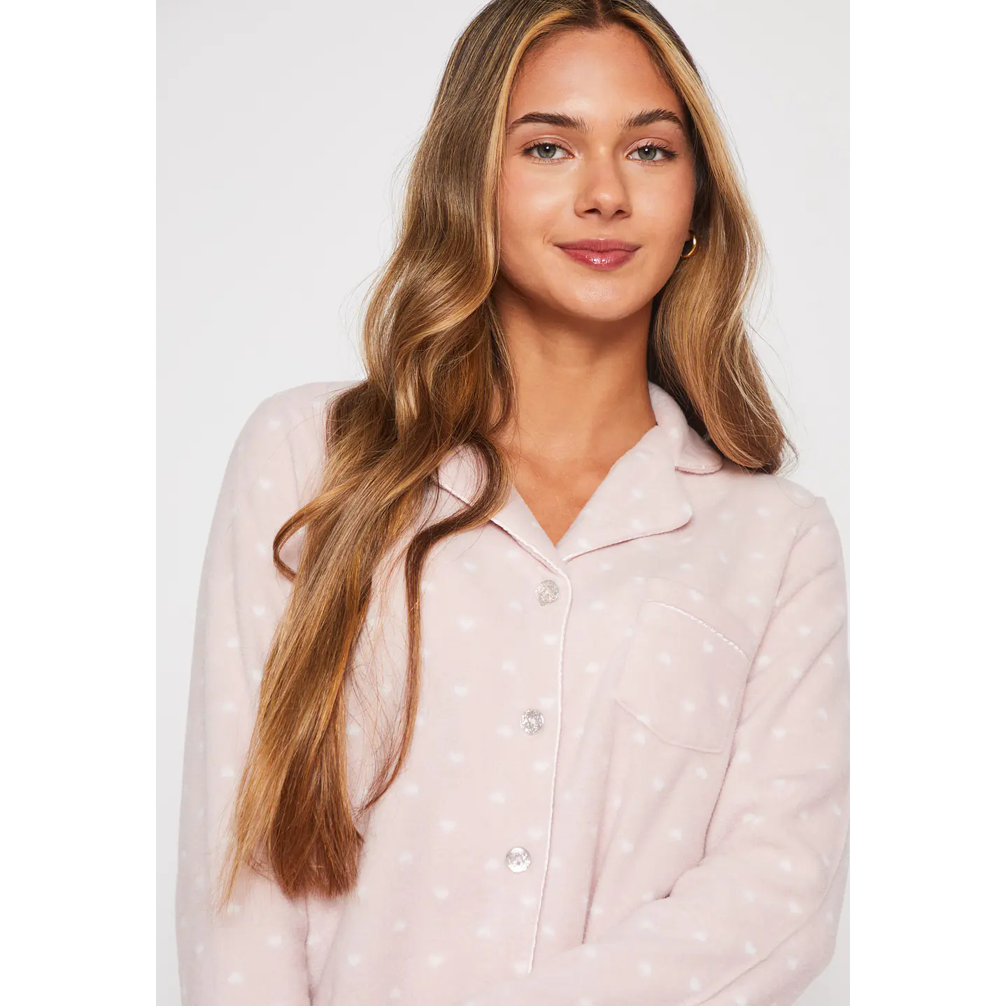 Pijama Polar Abotonado Mujer Rosado Familyshop 4