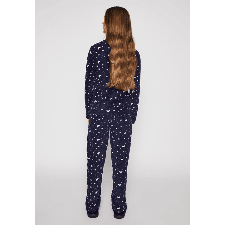 Pijama Polar Abotonado Mujer Azul Familyshop 3