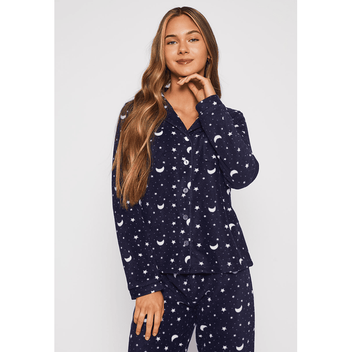 Pijama Polar Abotonado Mujer Azul Familyshop 1
