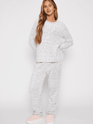 Pijama Peludo Textura Mujer Gris Familyshop