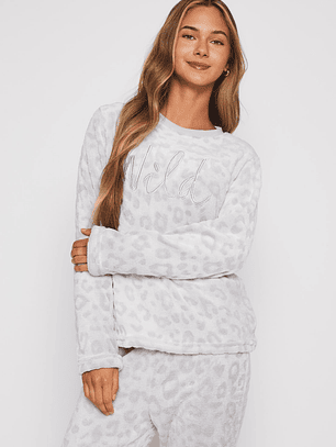 Pijama Peludo Textura Mujer Gris Familyshop