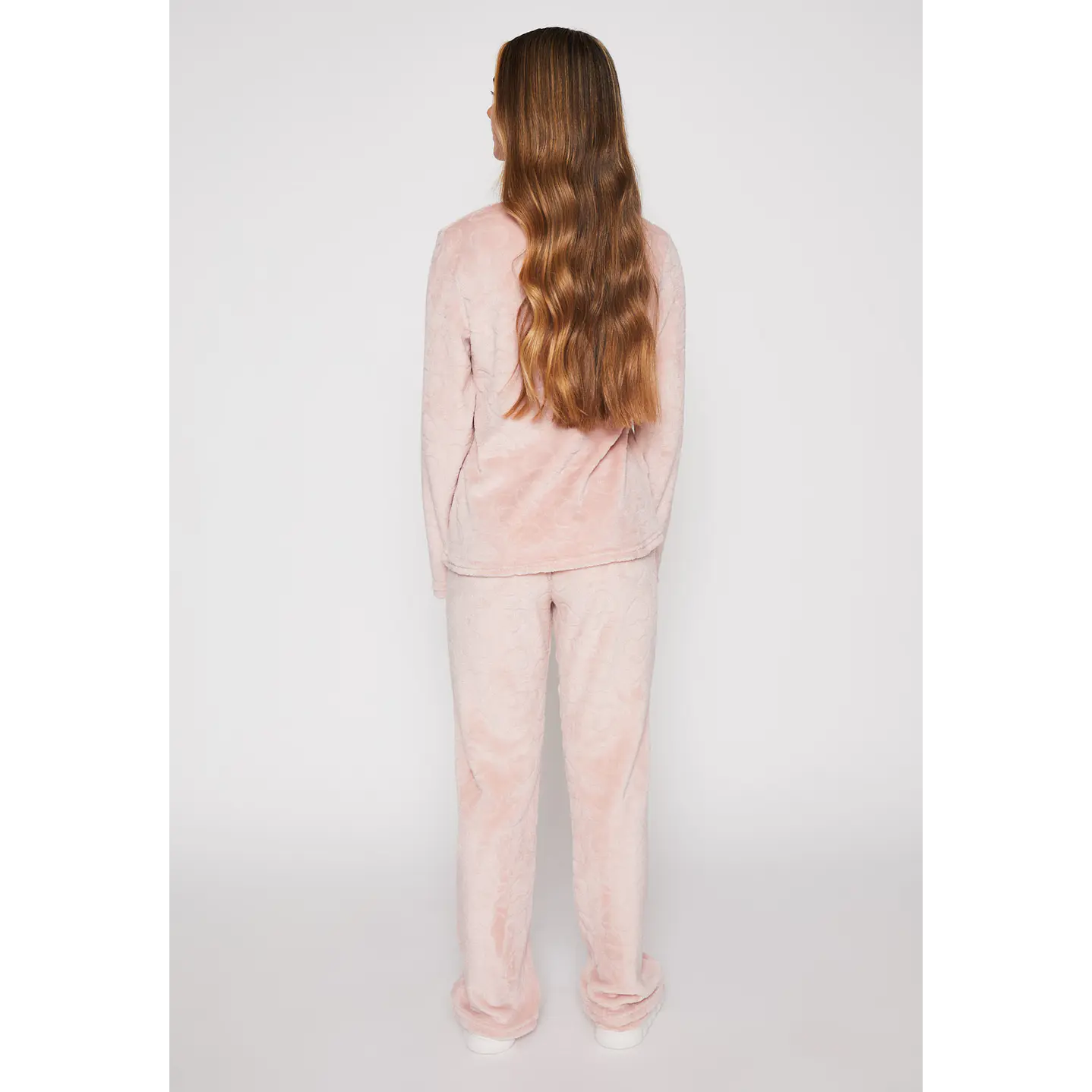 Pijama Peludo Bordado Mujer Rosado Familyshop 3