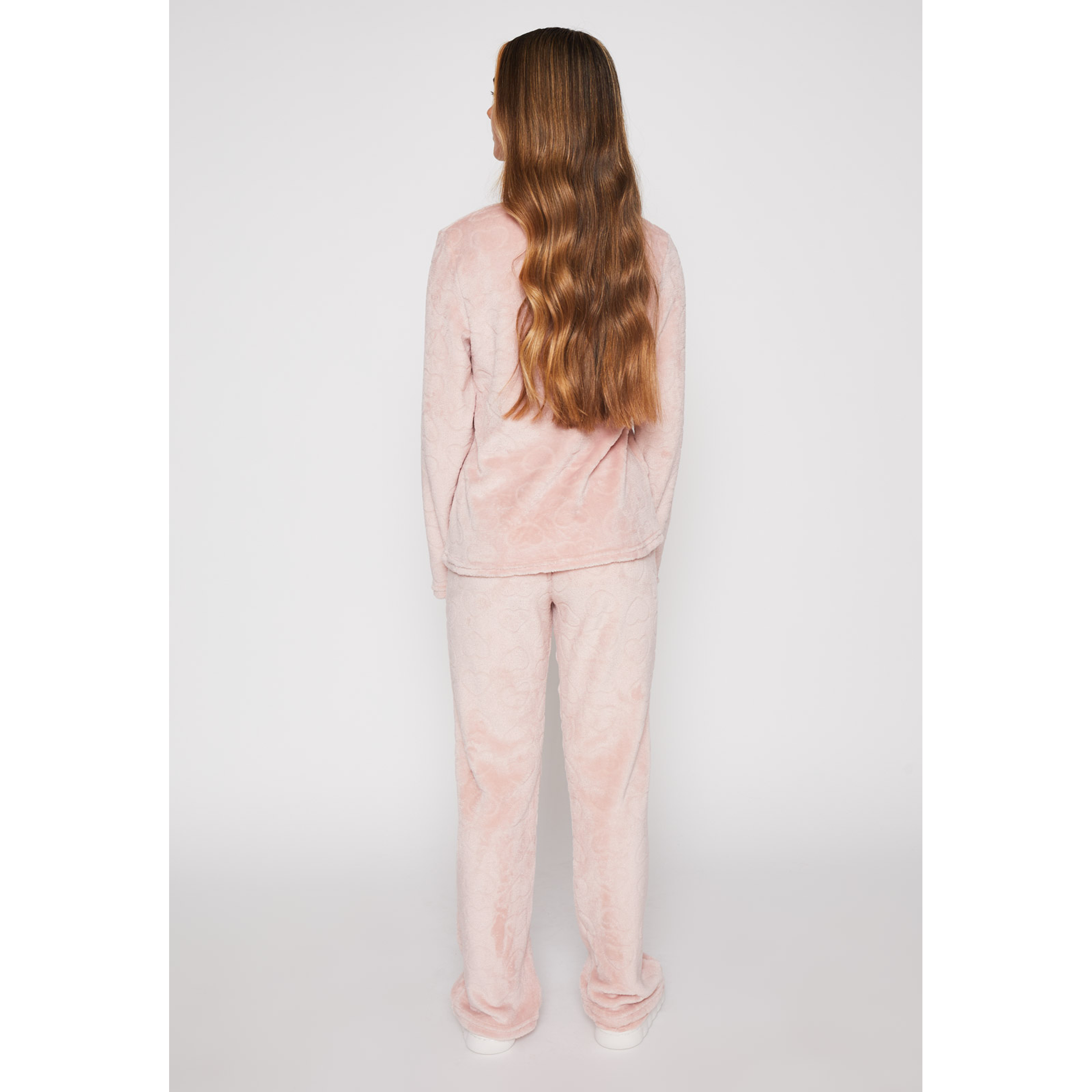 Pijama Peludo Bordado Mujer Rosado Familyshop 3