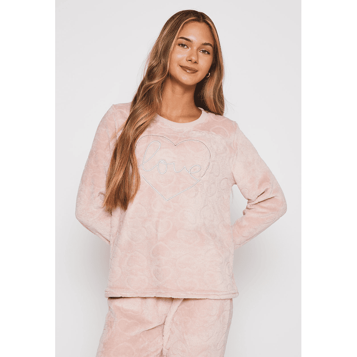 Pijama Peludo Bordado Mujer Rosado Familyshop 4