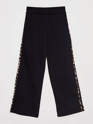 Pantalón Buzo Wide Leg Leopard Lola Negro Familyshop