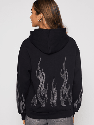 Polerón Llamas Mujer Negro Familyshop