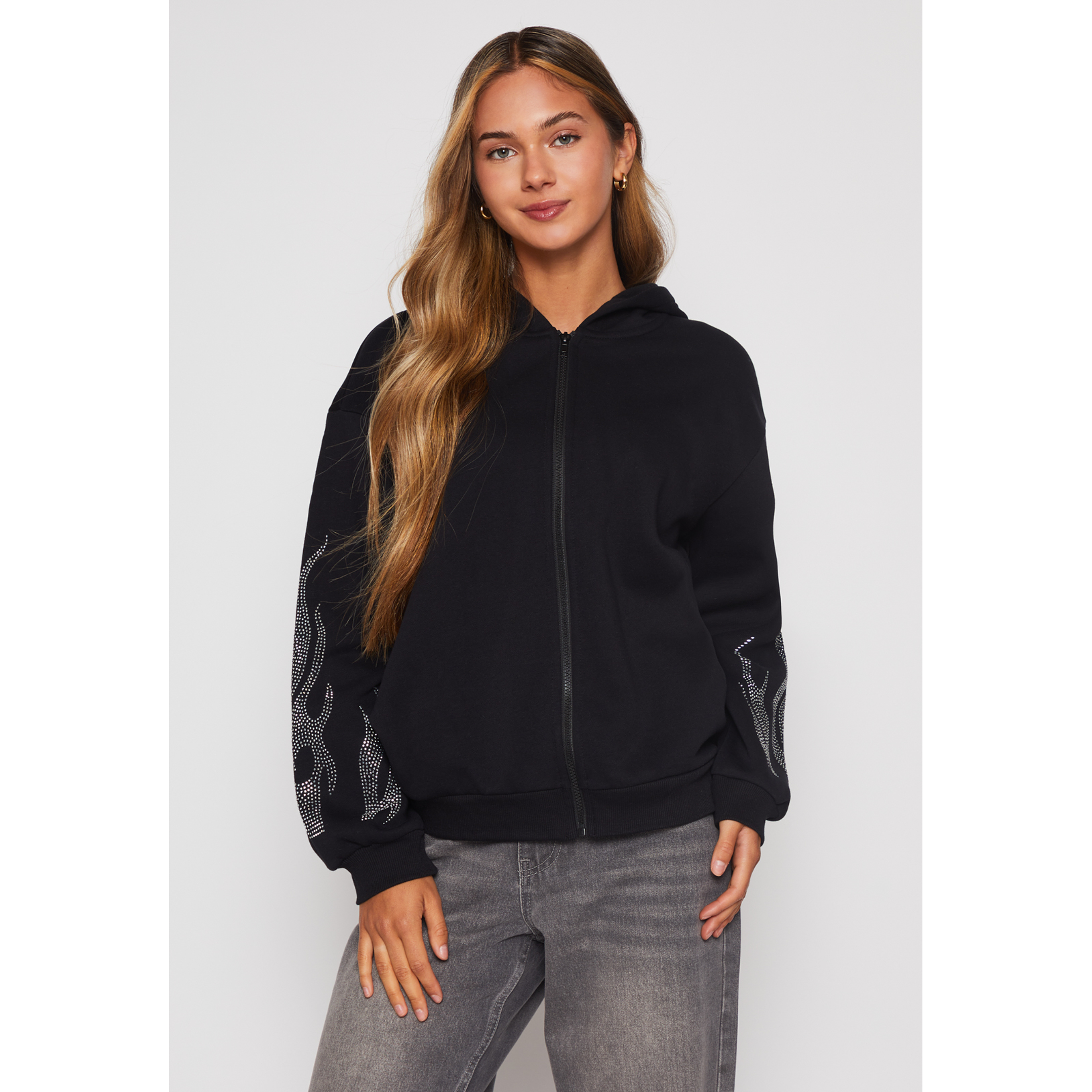 Polerón Llamas Mujer Negro Familyshop 1