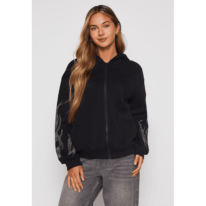 Polerón Llamas Mujer Negro Familyshop 1