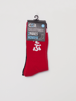 Calcetín Bipack Largo Skater Hombre Rojo Familyshop