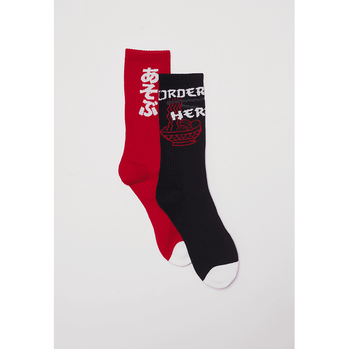 Calcetín Bipack Largo Skater Hombre Rojo Familyshop 1