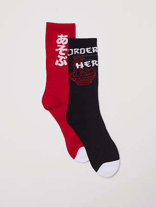 Calcetín Bipack Largo Skater Hombre Rojo Familyshop