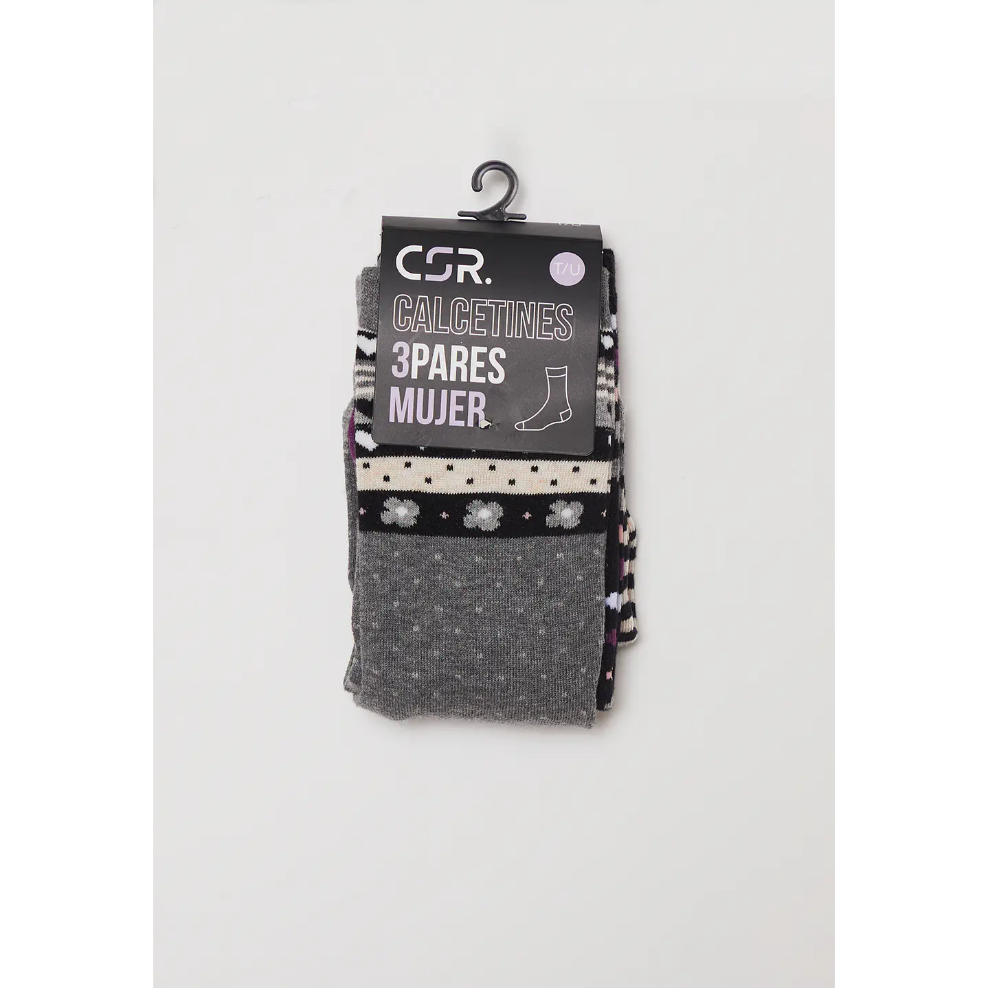 Calcetín Tripack Largo Heart Mujer Negro Familyshop 2