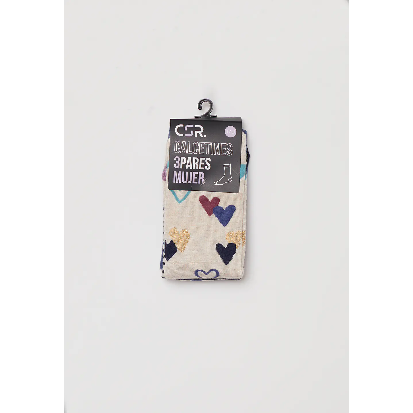 Calcetín Tripack Largo Hearts Mujer Azul Familyshop 2
