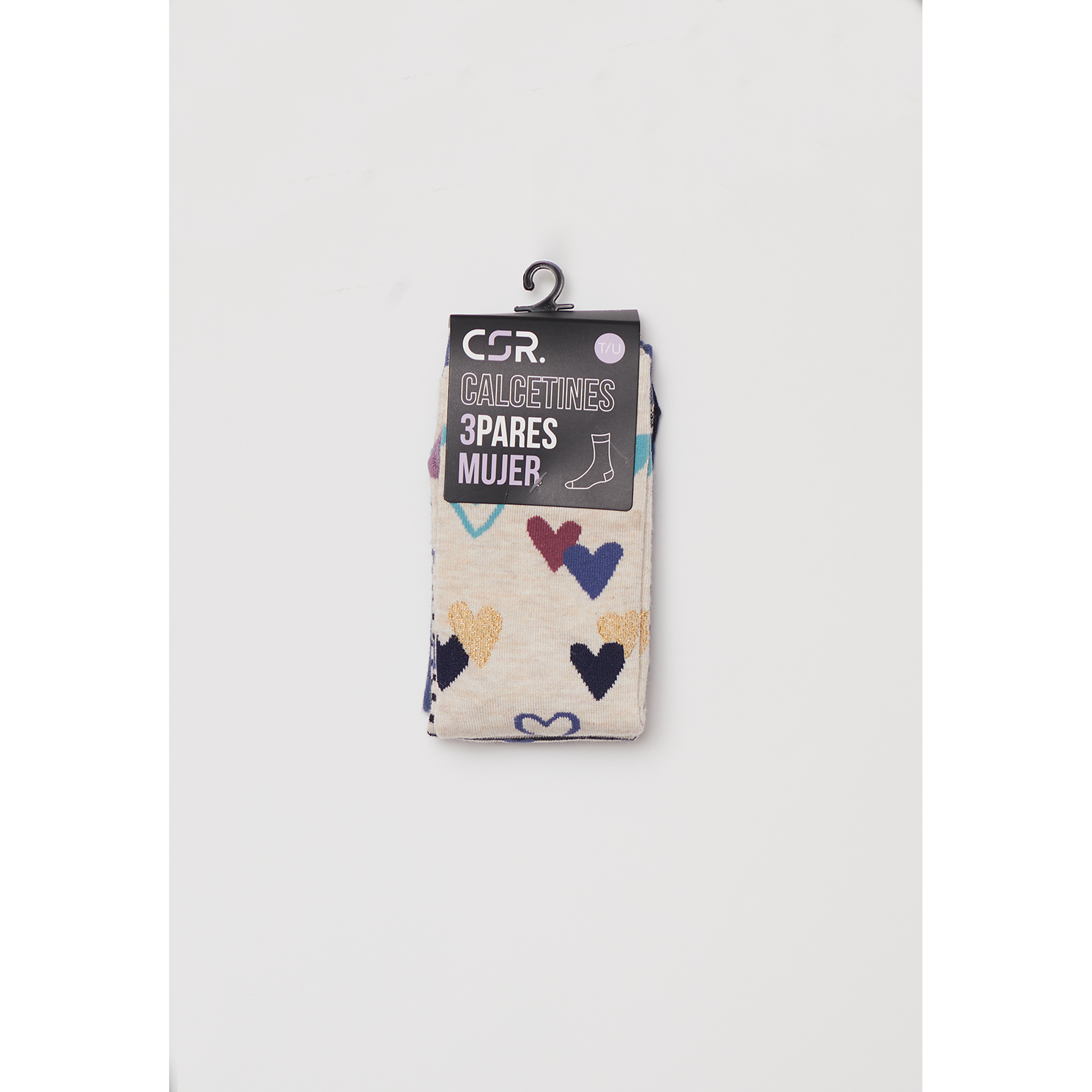 Calcetín Tripack Largo Hearts Mujer Azul Familyshop 2