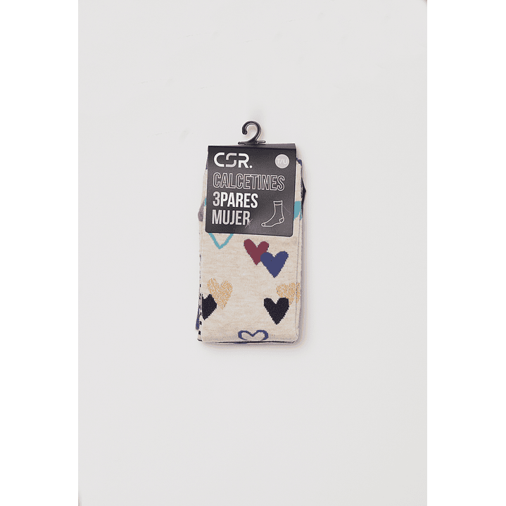 Calcetín Tripack Largo Hearts Mujer Azul Familyshop 2