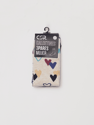 Calcetín Tripack Largo Hearts Mujer Azul Familyshop
