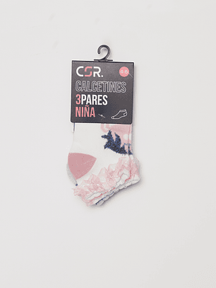 Calcetín Tripack Corto Niña Blanco Familyshop